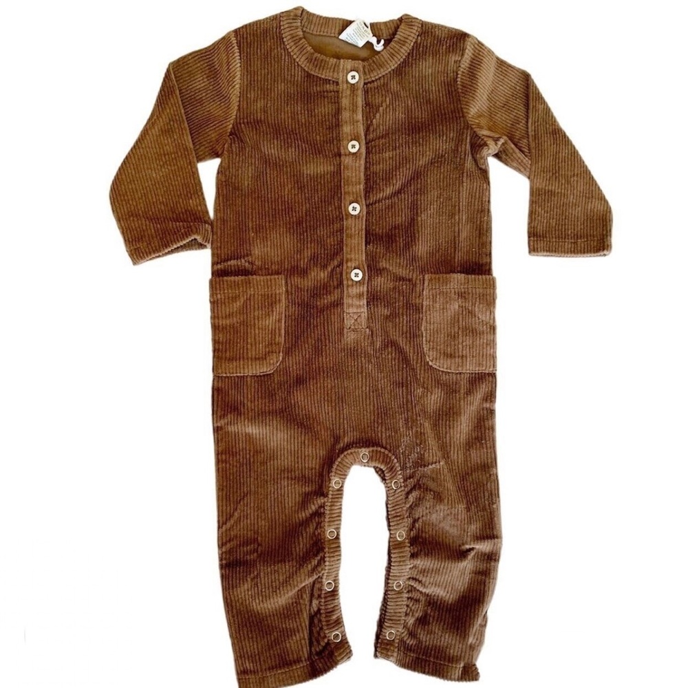 Kate Quinn Long Sleeve Pocket Coverall in Brown NWT